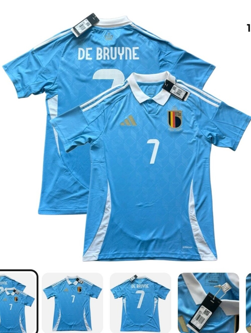 New 2024/25 Belgium Away Jersey #7 De Bruyne  adidas Soccer Euro Tintin Kit XL